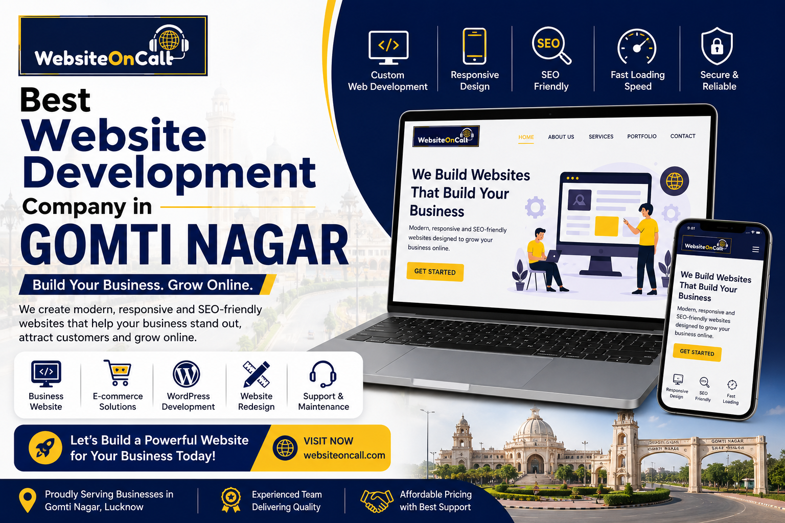 Best Website Development Company in Gomti Nagar providing custom website development, responsive web design, WordPress development, eCommerce websites, and SEO-friendly web solutions by WebsiteOnCall.