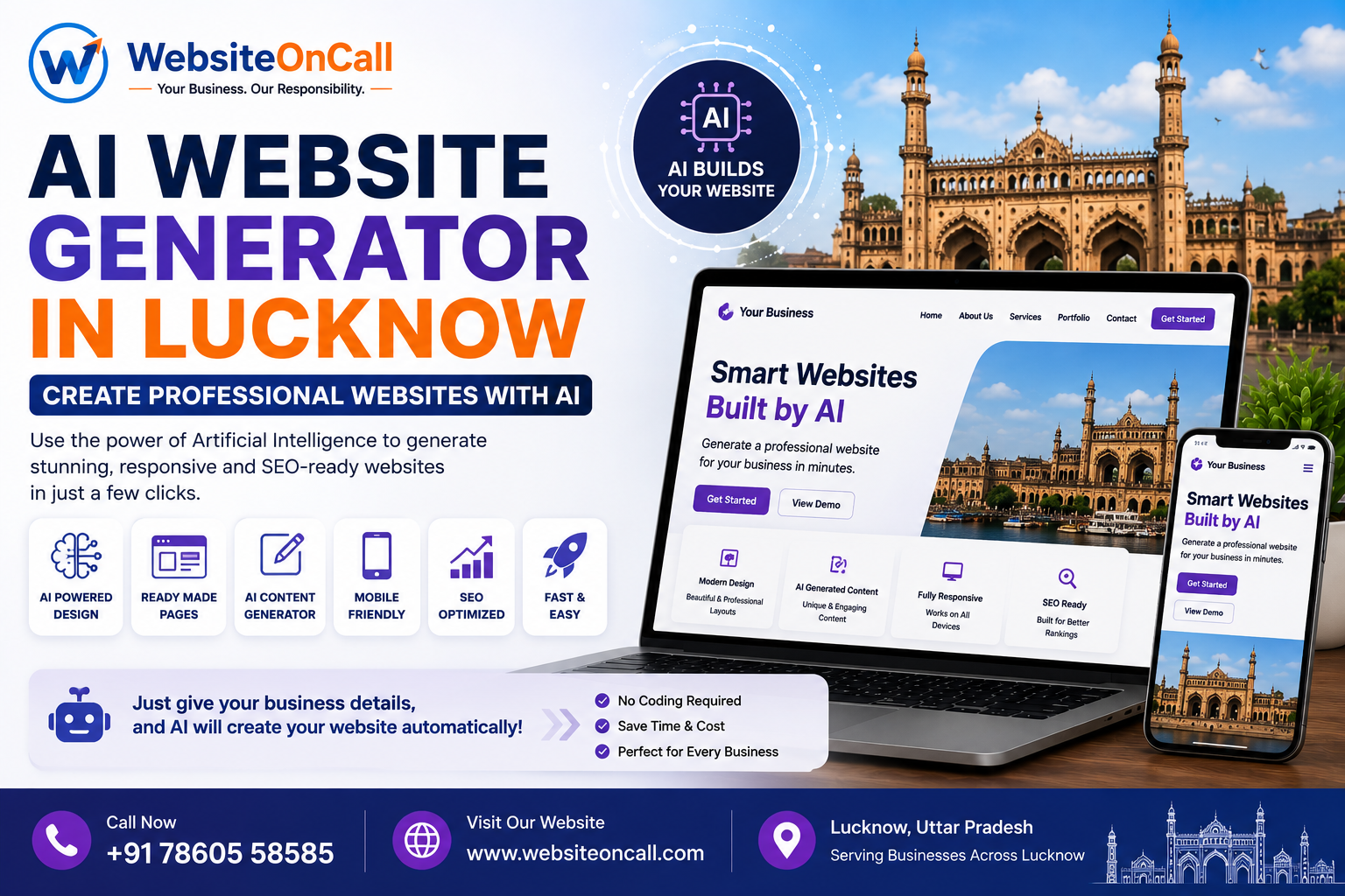 AI Website Generator in Lucknow for creating a professional business website