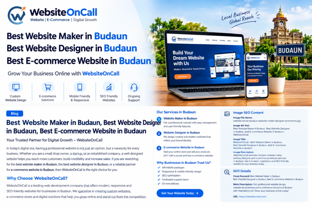 Best Website Maker in Budaun, Best Website Designer in Budaun, Best E-commerce Website in Budaun | WebsiteOnCall