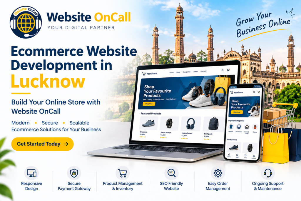 Ecommerce website development in Lucknow by Website OnCall with responsive online store design and secure payment features.