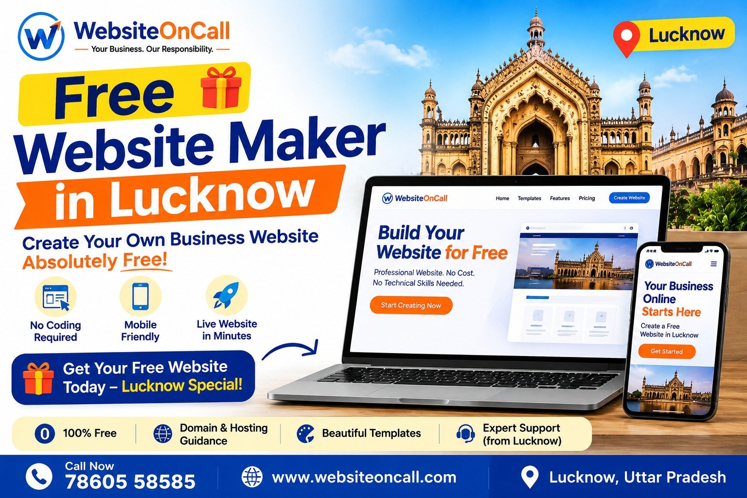 Free Website Maker in Lucknow – WebsiteOnCall