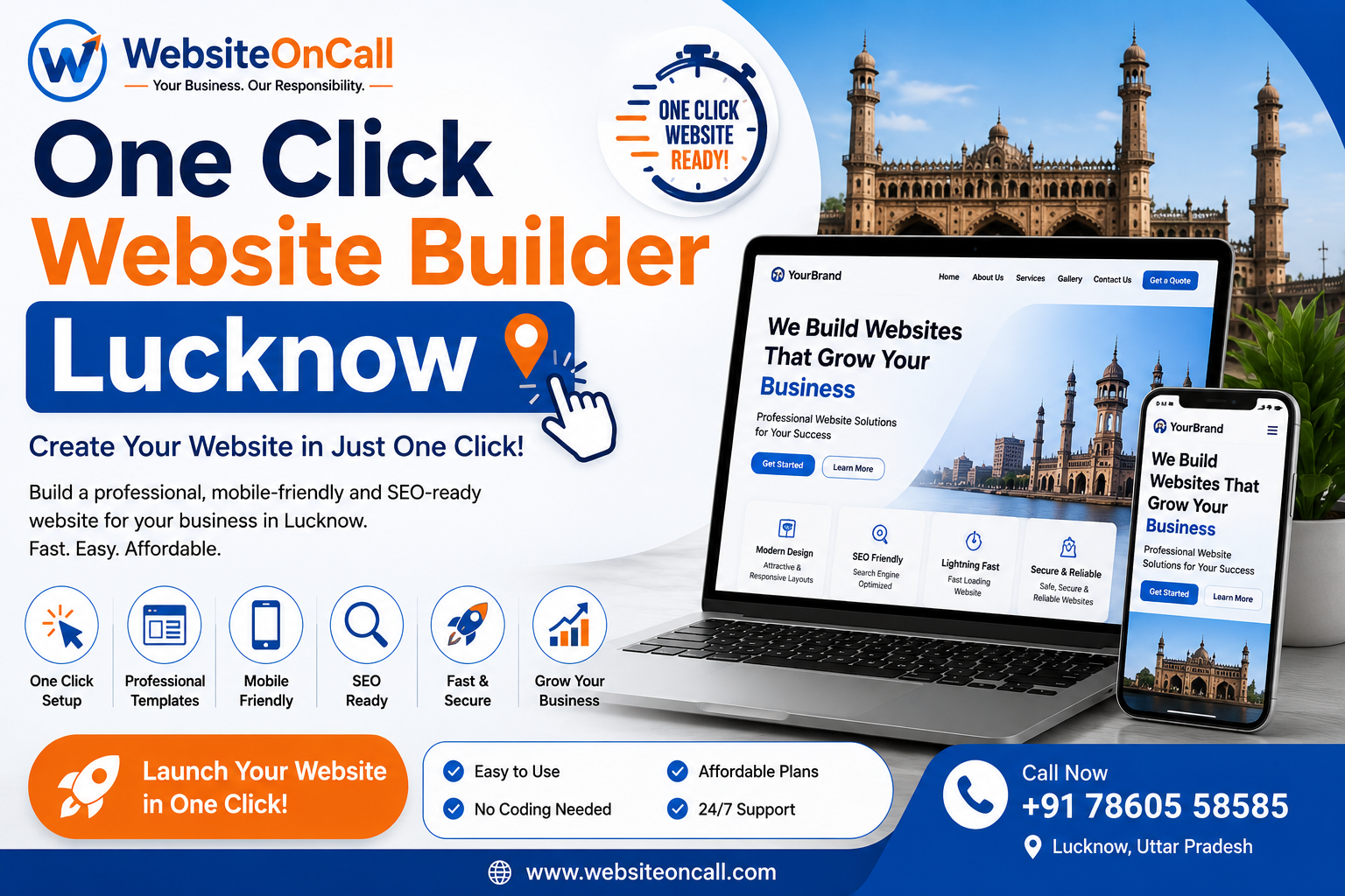 One Click Website Builder Lucknow | WebsiteOnCall